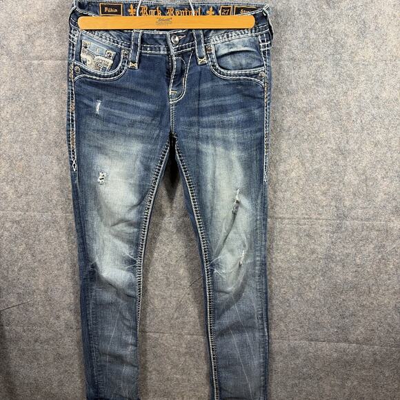Rock Revival Distressed Women’s Sundee Mid-rise Ankle Skinny Jeans Size 27 - Picture 1 of 11
